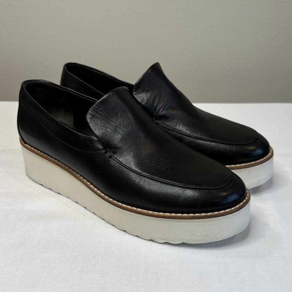 Vince Zeta Black Leather Platform Loafers - Picture 5 of 14